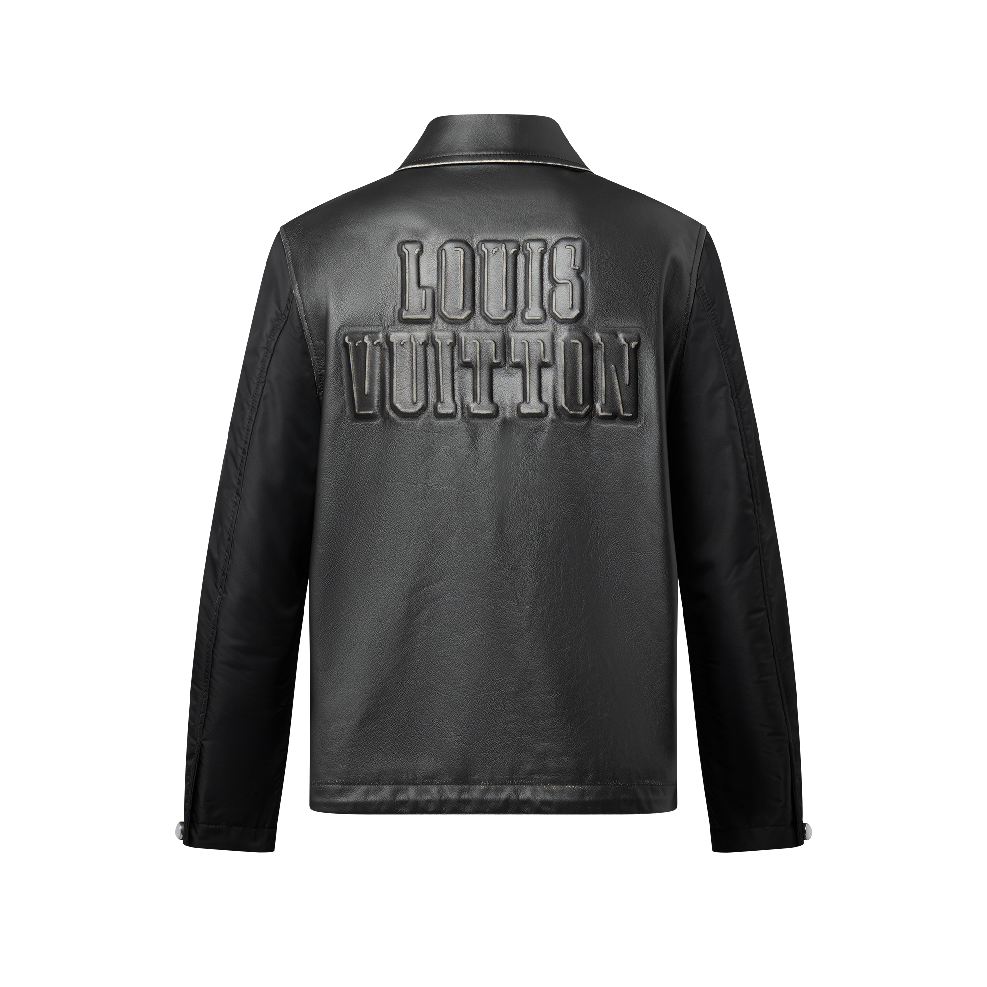 Vintage Effect Leather And Nylon Coach Jacket  in Men