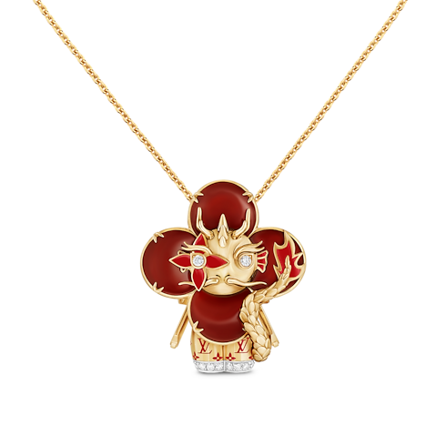 Vivienne Dragon Pendant, Yellow Gold, White Gold, Lacquer, Diamonds & Colored Gemstones in Les Extraordinaires's Jewelry Necklaces and Pendants collections by Louis Vuitton (Product zoom)