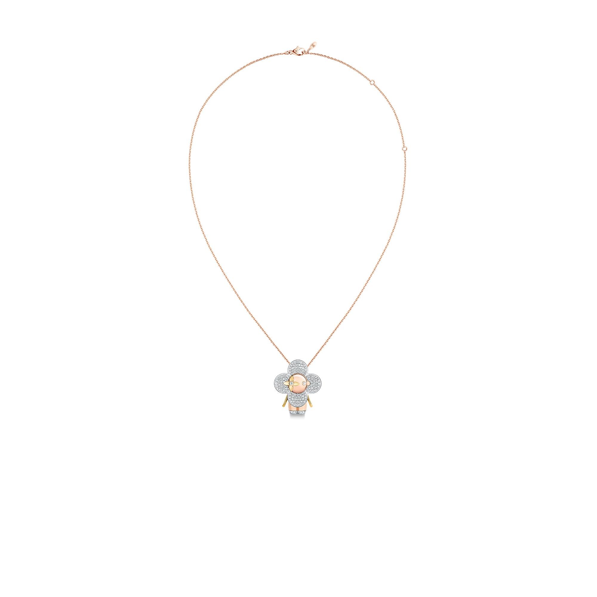 Vivienne large pendant, 3 golds & diamonds pavage  in Jewellery