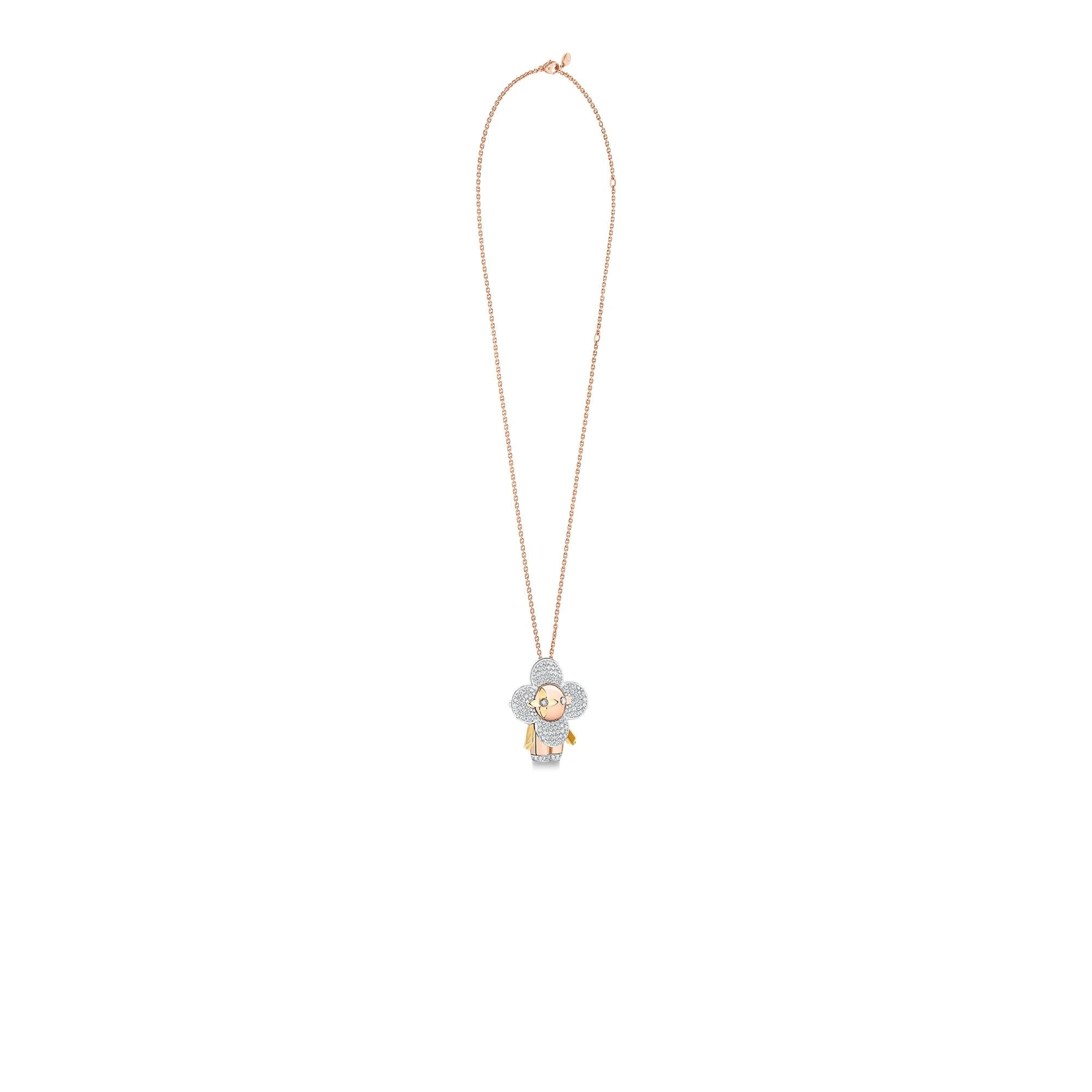 Vivienne large pendant, 3 golds & diamonds pavage  in Jewellery
