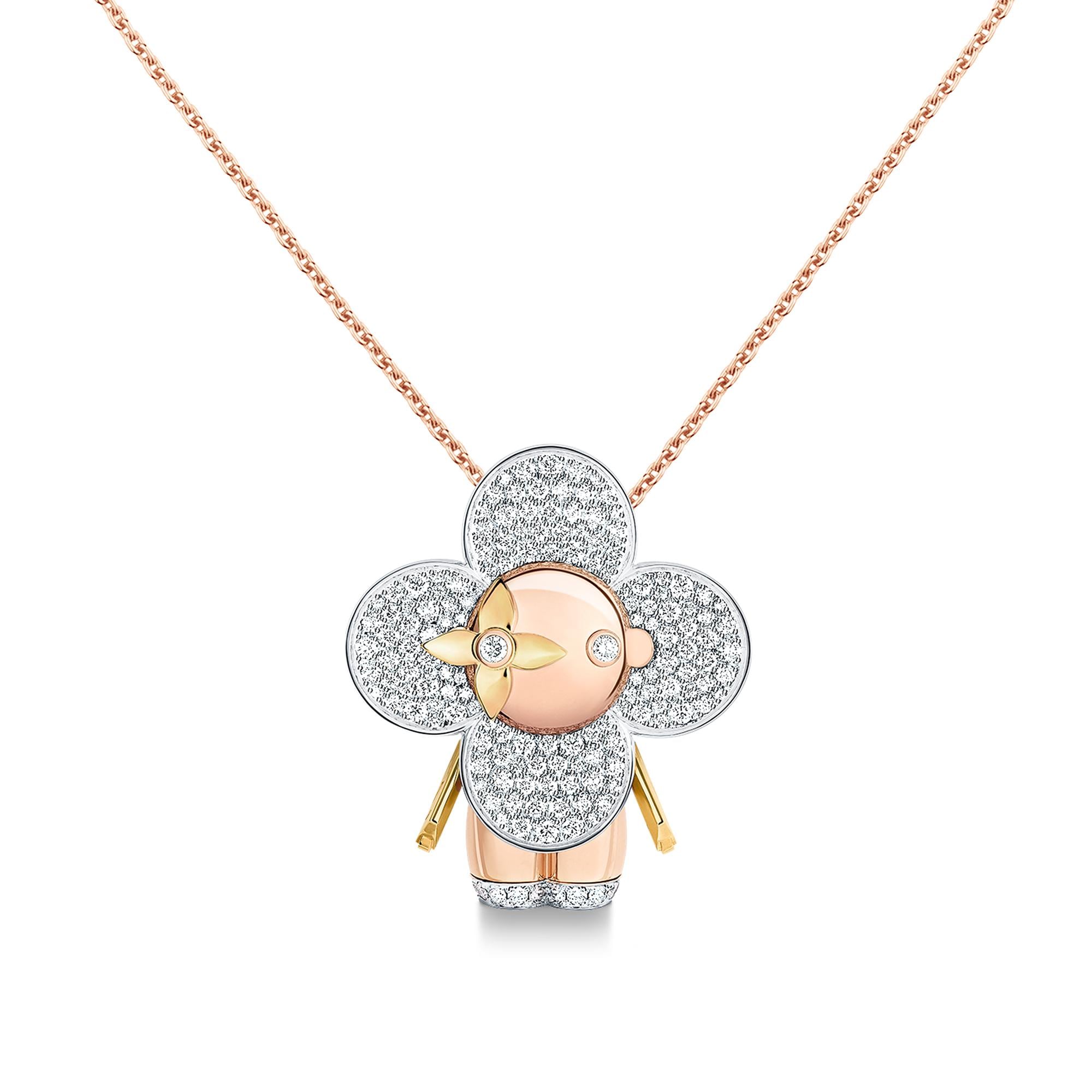 Vivienne large pendant, 3 golds & diamonds pavage  in Jewellery