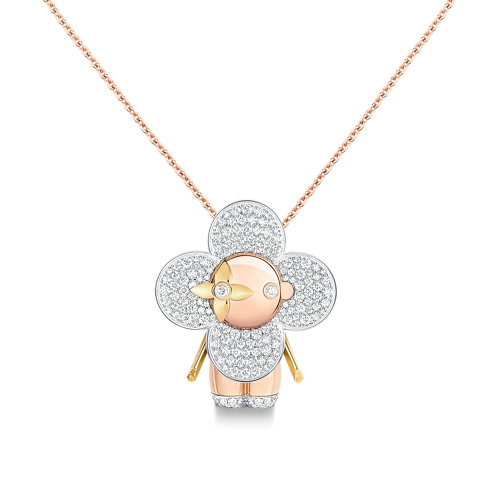 Vivienne large pendant, 3 golds & diamonds pavage in Jewellery's Categories Necklaces and Pendants collections by Louis Vuitton (Product zoom)