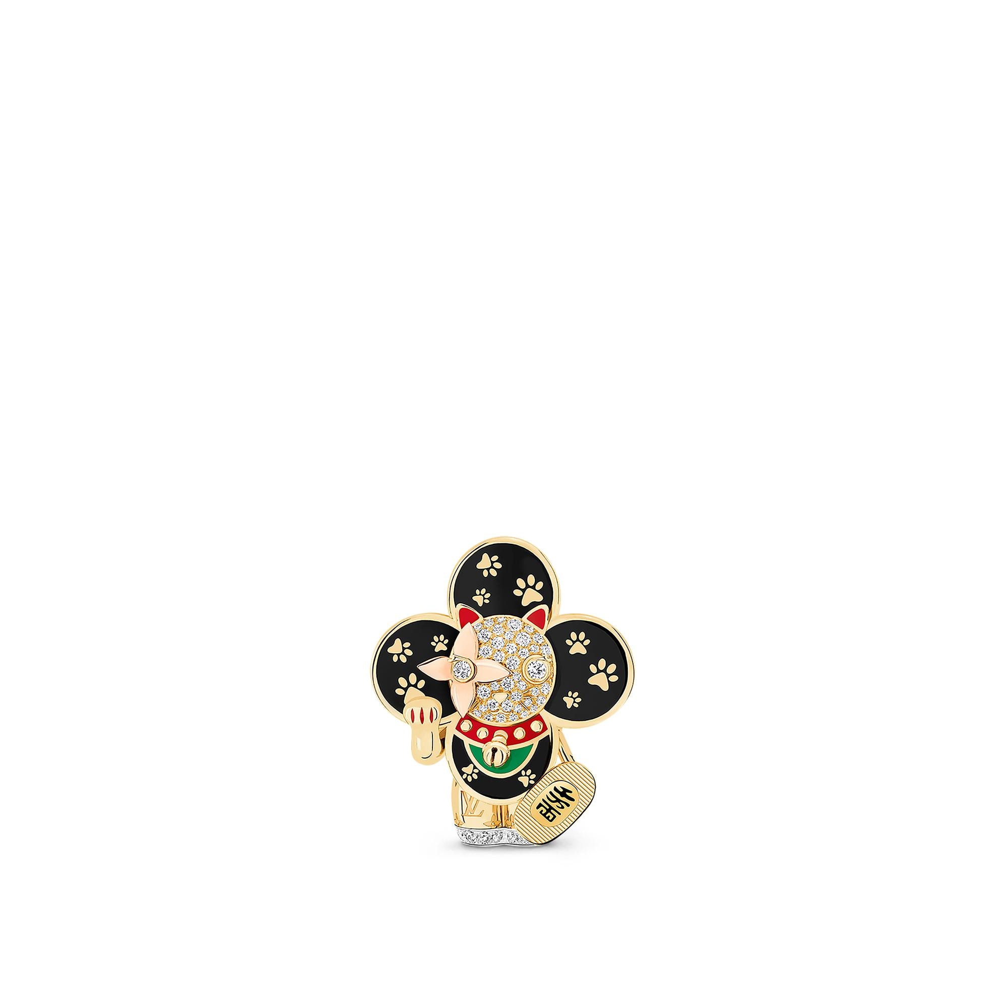 Vivienne Maneki Neko Pendant, 3 Golds, Lacquer & Diamonds  in Jewellery