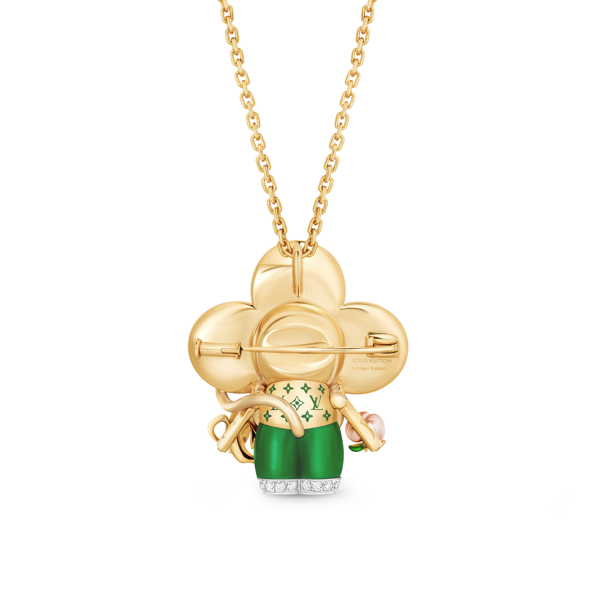 Vivienne Monkey Pendant, 3 Golds, Lacquer, Diamonds & Colored Gemstones  in Les Extraordinaires