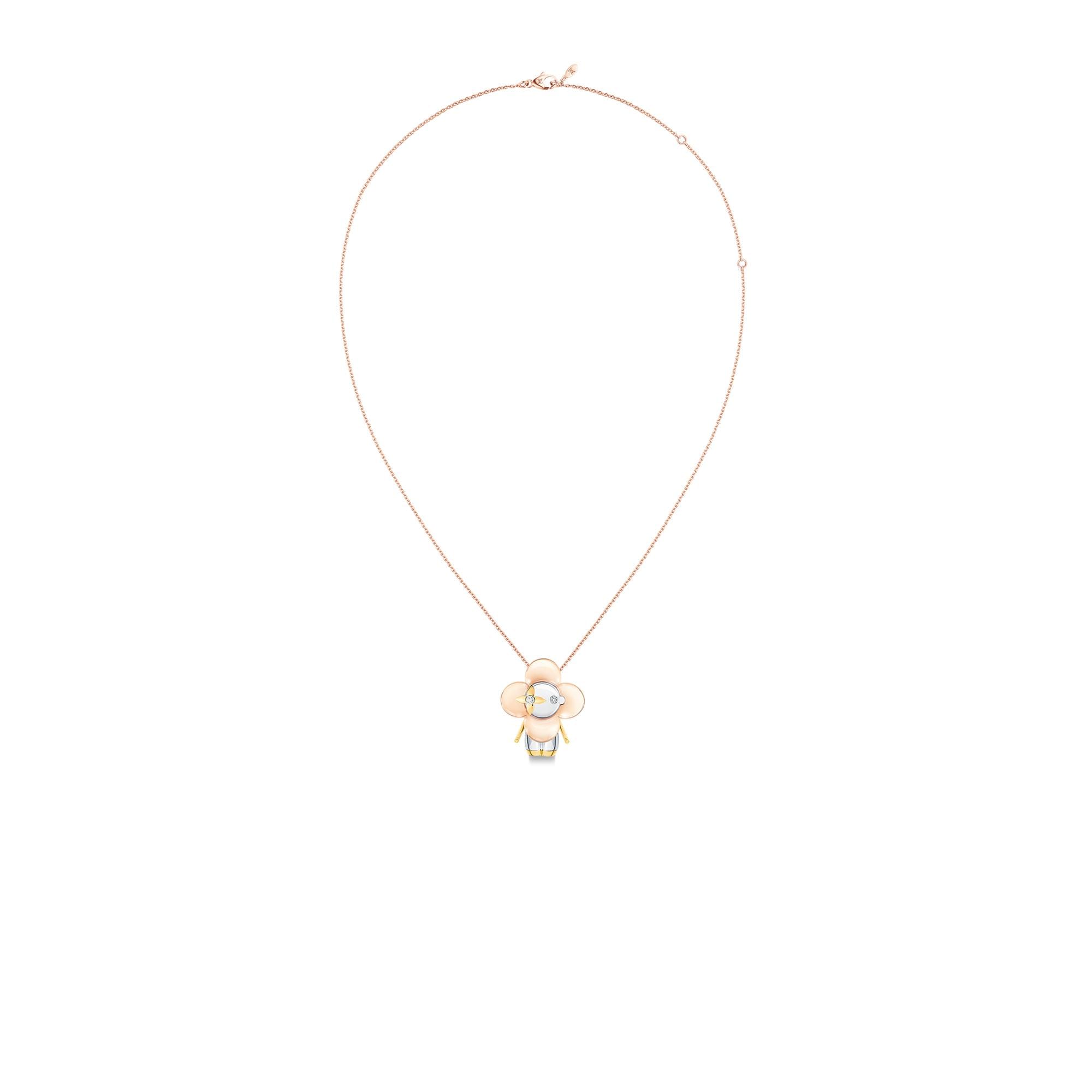 Vivienne pendant, 3 golds & diamonds  in Jewellery