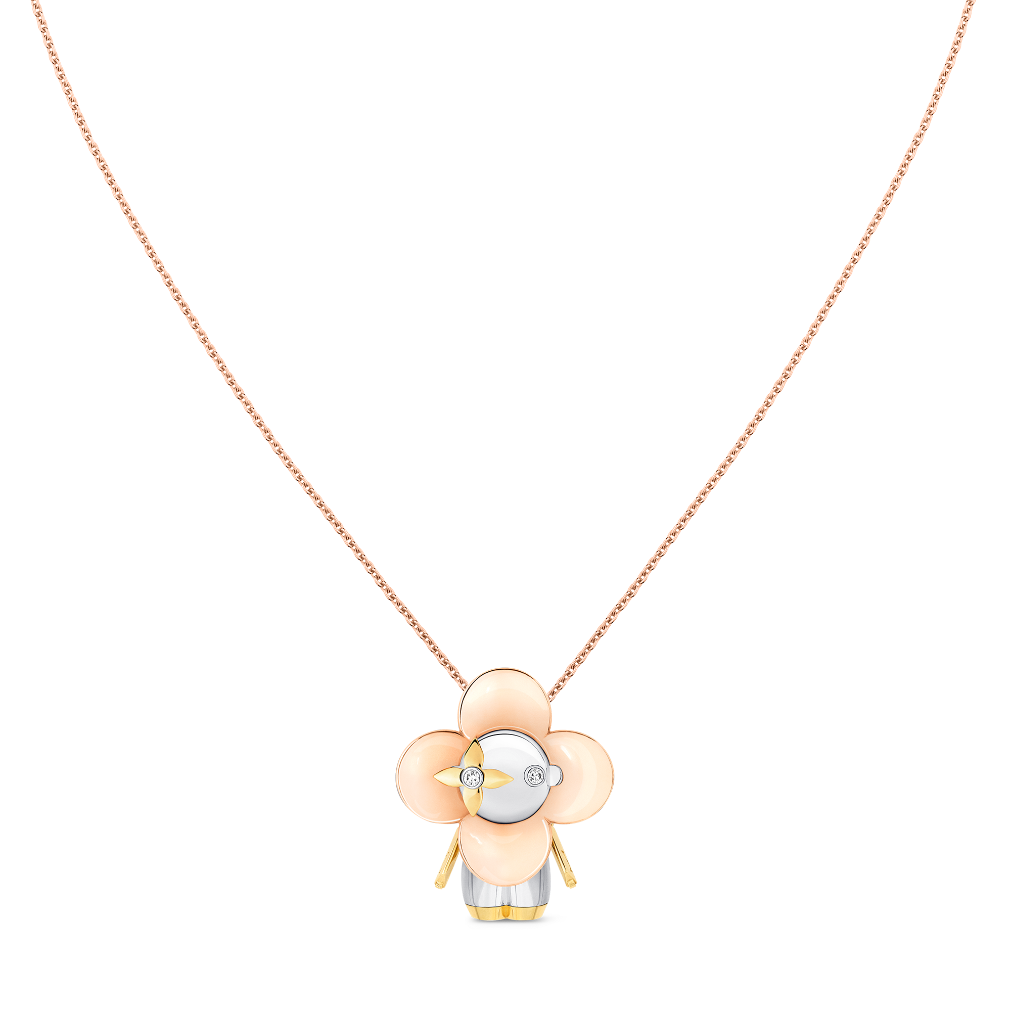 Vivienne pendant, 3 golds & diamonds  in Jewellery