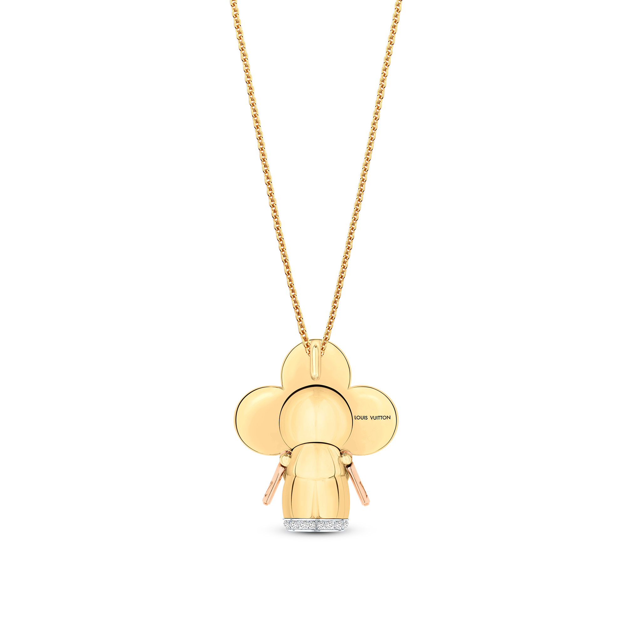 Vivienne pendant, 3 golds, red lacquer & diamonds  in Jewellery
