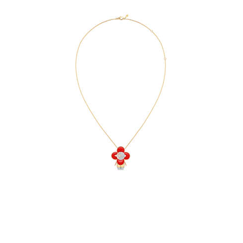 Vivienne pendant, 3 golds, red lacquer & diamonds in Jewellery's Categories Necklaces and Pendants collections by Louis Vuitton (Product zoom)
