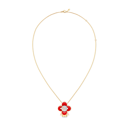 Vivienne pendant, 3 golds, red lacquer & diamonds in Jewellery's Categories Necklaces and Pendants collections by Louis Vuitton (Product zoom)