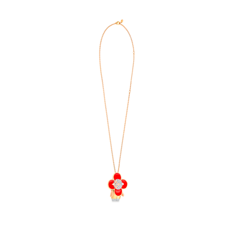 Vivienne pendant, 3 golds, red lacquer & diamonds in Jewellery's Categories Necklaces and Pendants collections by Louis Vuitton (Product zoom)