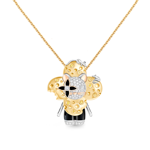 Vivienne Rat Pendant, 3 Golds, Lacquer, Diamonds & Colored Gemstones in Les Extraordinaires's Jewelry Necklaces and Pendants collections by Louis Vuitton (Product zoom)