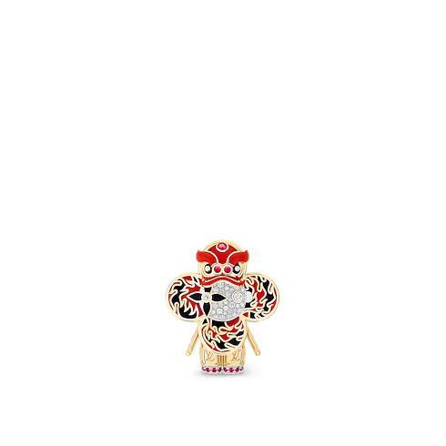Vivienne Red Lion Dance Pendant, Yellow Gold, White Gold, Lacquer, Diamonds & Colored Stones in Jewellery's Categories Necklaces and Pendants collections by Louis Vuitton (Product zoom)