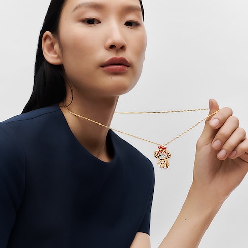 Vivienne Red Lion Dance Pendant, Yellow Gold, White Gold, Lacquer, Diamonds & Colored Stones in Jewellery's Categories Necklaces and Pendants collections by Louis Vuitton (Product zoom)