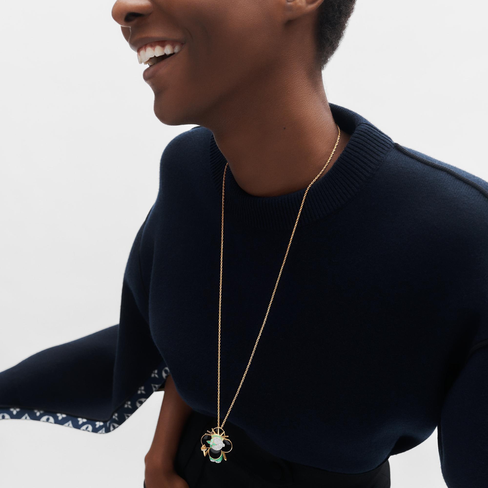 Vivienne Statue Of Liberty, White Gold, Yellow Gold, Lacquer & Diamonds  in Jewellery