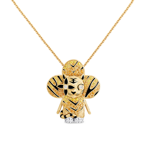 Vivienne Tiger Pendant, Yellow Gold, White Gold, Lacquer, Diamonds & Colored Gemstones in Jewellery's Categories Necklaces and Pendants collections by Louis Vuitton (Product zoom)