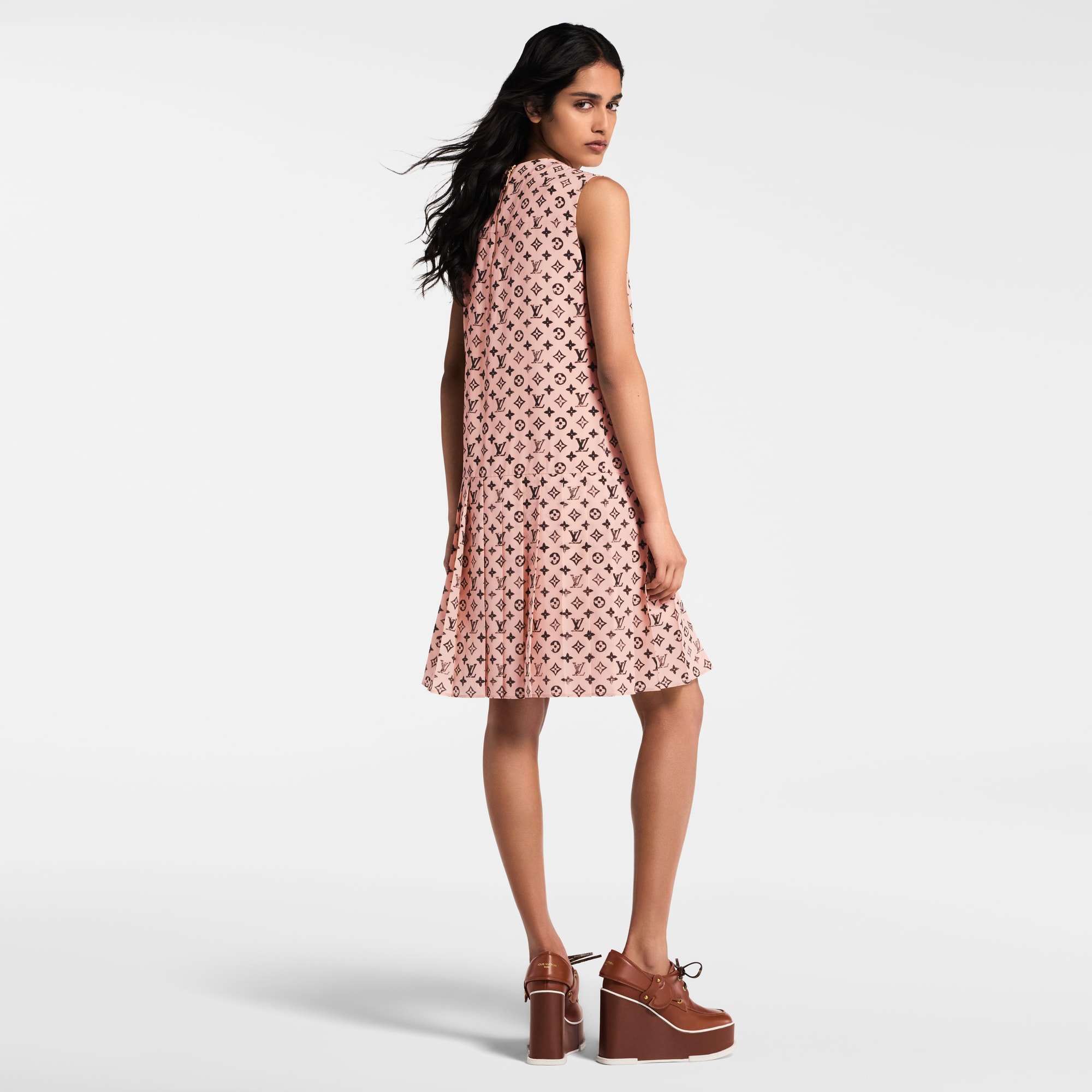 Washed Monogram Pleat Dress  in Women