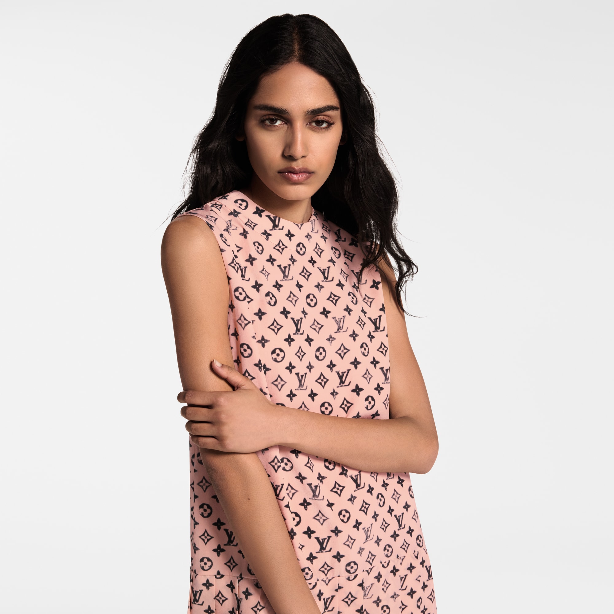 Washed Monogram Pleat Dress  in Women