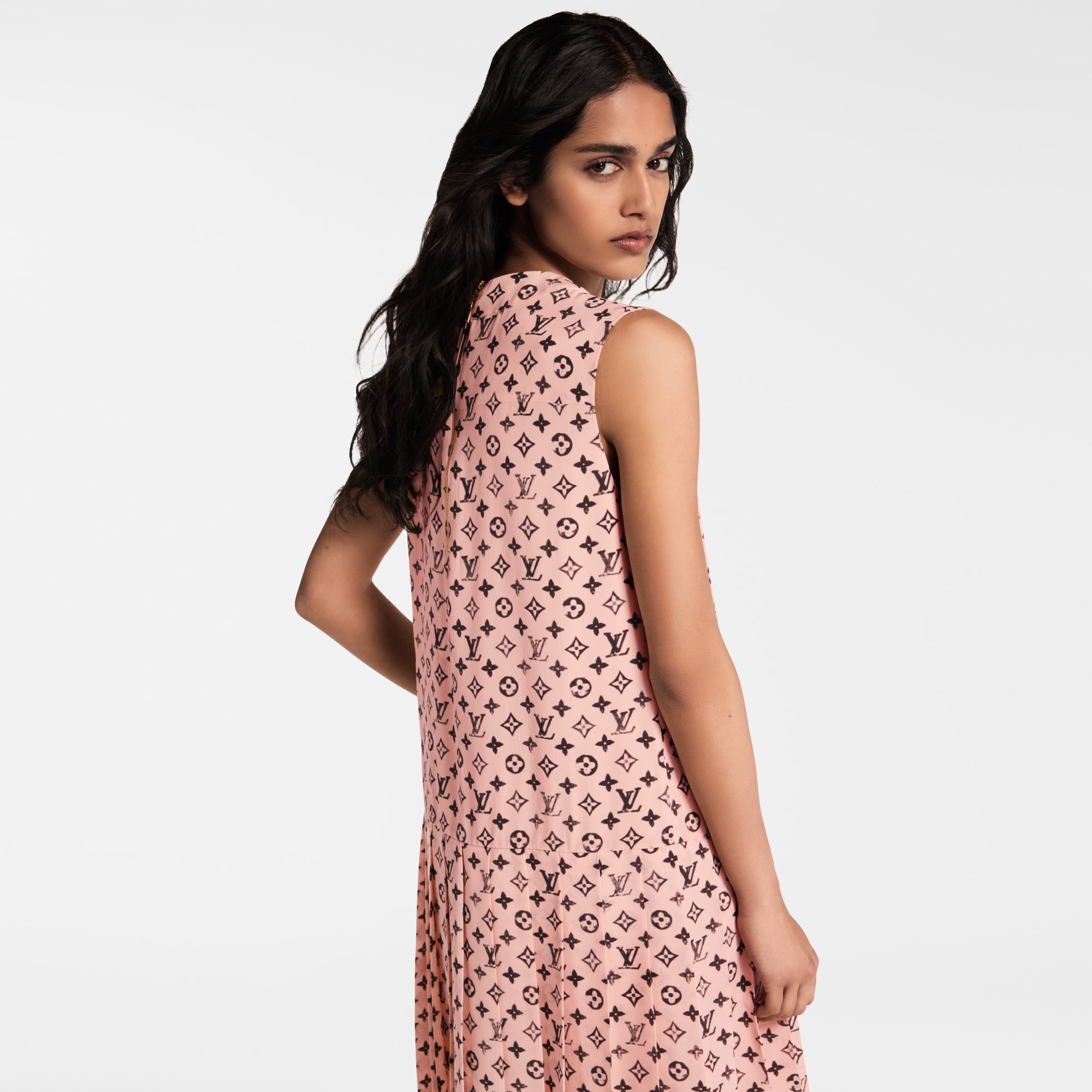 Washed Monogram Pleat Dress  in Women