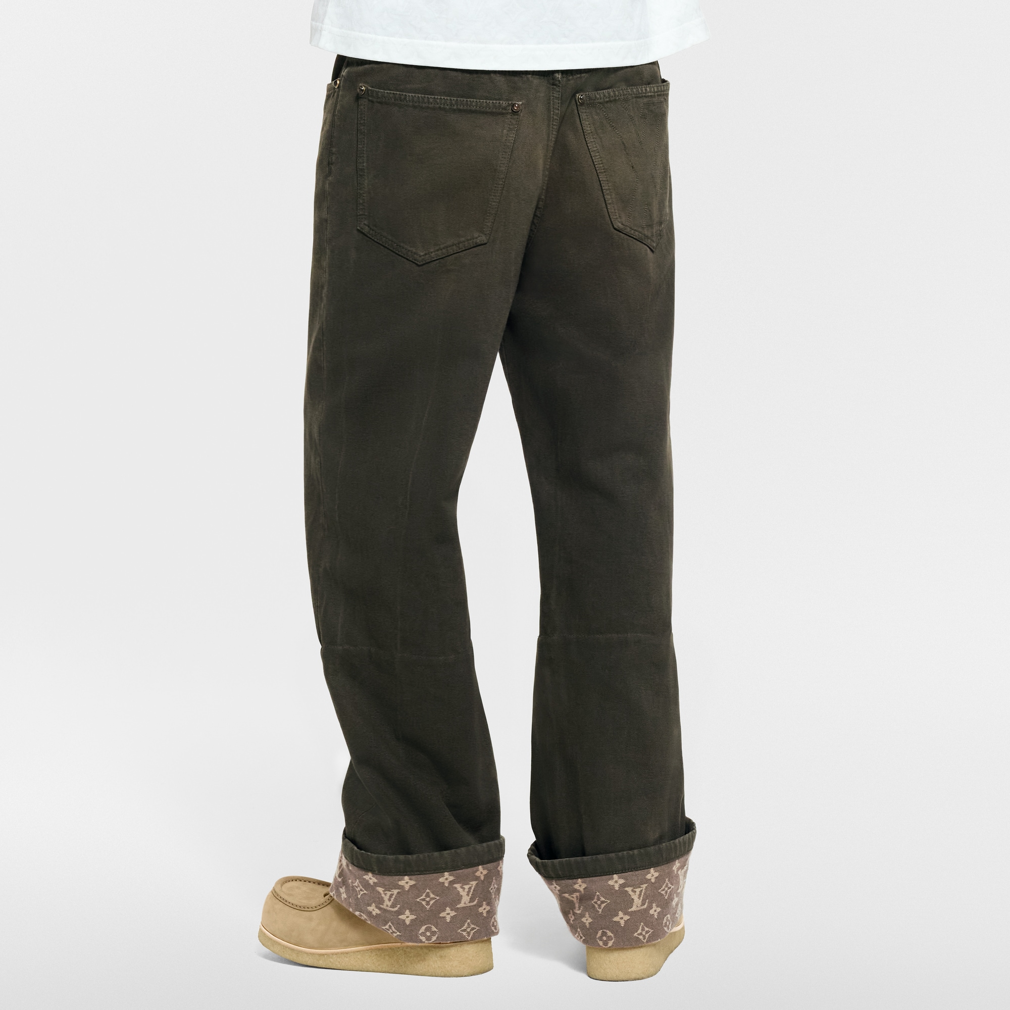 Waxed Denim Pants With Signature Turn-Ups  in Men