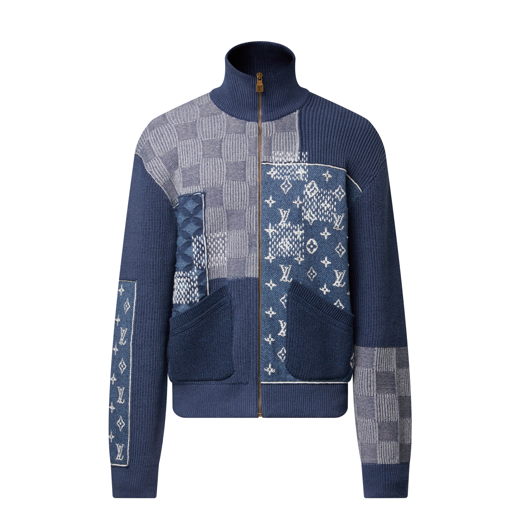 Zip Up Patchwork Tracktop  in Men
